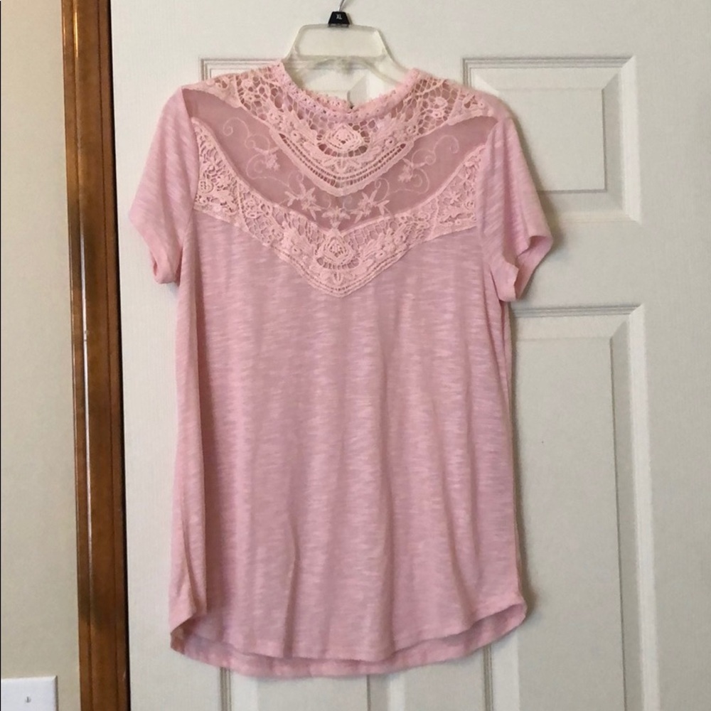 Pink shirt with lace